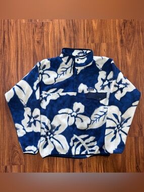 Patagonia Synchilla Jacket Men's Spice Garden Navy Blue White Fleece Size Large